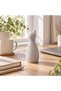Ribbed Cat Statue 12.4 cm, Modern Minimal Cat Sculpture with Pointed Ears, Shelf and Desk Decor - 3