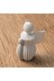 Guardian Angel with Child Figurine 13 cm, Modern Ribbed Angel Statue, Beige - 6