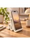 Phone Stand for Desk, White Sculptural Mobile Holder for Thick Cases, 3D Printed - 4