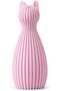 Ribbed Cat Statue 12.4 cm, Modern Minimal Cat Sculpture with Pointed Ears, Shelf and Desk Decor