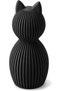 Minimalist Cat Figurine 8.6 cm, Ribbed Scandinavian Statue, Small Modern Sculpture for Shelf, Black