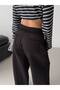Women's black, fold-over, fleece-lined, wide-leg sweatpants with pockets Gt8834 - 3