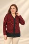 Women's V-Neck Leopard Print Leather Paneled, Stone Embellished, Long-Sleeve Stretch Fabric Viscose Plus-Size Blouse - 3