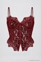 Lace-Trimmed Corset Blouse LCV0010 BURGUNDY - 5