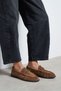 Mirage Desert Dark Beige Suede Leather Women's Loafer with Metal Buckle Detail and Ruched Gathering Detail - 3