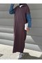 Denim-Detail, Turtleneck, Zip Detail Knit Dress - Lilac