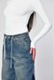 Wide-Leg Jeans with Striped Detail and Lace-Up Detail - Dark Blue - 8