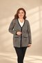 Women's Button-Front, Pocketed, Geometric Patterned Plus-Size Acrylic Cardigan