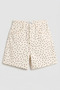 Polka dot pattern mom fit midi length special fabric denim shorts - 2