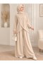 Women's Modest Clothing: Modal Fabric, Cravuze-Style, Crew Neck Tunic Top and Bottom Set - 2