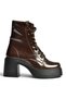 V726681560 Brown Rustic Thick Heeled Lace-Up Boot - 5