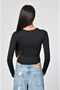 Long-Sleeved Crew Neck Bodysuit with Snap-Fastened Details - Black - 6