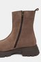 Denada Light Beige Suede Leather Women's Zip-Up Boots with Round Toe and Thick Sole - 6