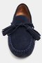 Siena Navy Suede Leather Loafers with Tassel Detail and Flat Sole for Women - 6