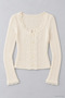 Women's Cardigan-Style Sweater with Lace Collar and Buttons - 2