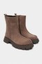 Denada Light Beige Suede Leather Women's Zip-Up Boots with Round Toe and Thick Sole - 4