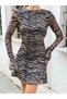 Stylish Mini Dress with Zebra Print and Backless Design - 8