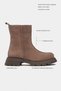Denada Light Beige Suede Leather Women's Zip-Up Boots with Round Toe and Thick Sole - 2