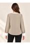 Women's V-Neck Long-Sleeved Stylish Blouse with Contrast Piping - 3
