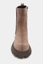 Denada Light Beige Suede Leather Women's Zip-Up Boots with Round Toe and Thick Sole - 5