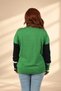 Women's Geometric Patterned Color Blocked Plus-Size Viscose Knit Blouse - 4