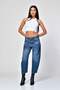 WhatsUp Barrel Fit High-Waisted Denim Pants - Blue - 6