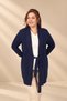 Women's Shawl Collar, Pocket Detail, Knitted Detail, Plus-Size, Stretch Fabric Viscose Knit Cardigan - 2