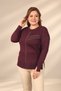 Women's Plus-Size Knit Blouse embellished with vertical and asymmetrical horizontal stones on the front - 3