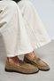 Mirage Rome Beige Suede Leather Women's Loafers with Metal Buckle Detail - 3