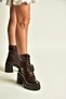 V726681560 Brown Rustic Thick Heeled Lace-Up Boot - 2
