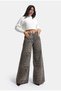 Palazzo Fit Leopard Pattern Denim Jean - 2