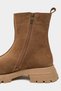 Denada Desert Dark Beige Suede Leather Zipper Round Toe Chunky-Soled Women's Boots - 5