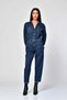 WhatsUp Double-Pocket Full-Length Button-Down Denim Jumpsuit - Blue - 2
