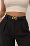 Women's Gold Double-Ring Buckled Slim Belt – Belt for Pants and Dresses with Seam Details