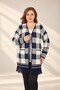 Women's Front-Tied Plaid-Patterned Skirt with Pockets and Tasseled Hem, Plus-Size Stretch Fabric Viscose Knit Cardigan