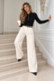 Women's polo collar button-up knit sweater with braided pattern - 2