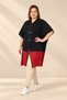 Women's Leather-Piped, Front-Snap, Color Block, Plus-Size Acrylic-Steel Knit Poncho