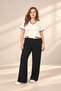 Women's Large Size Sandy Palazzo Pants with Elastic Waist - 2