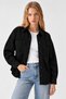 Women's Oversized Black Shirt Jacket with Pockets - 2