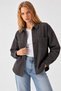 Women's Oversized Charcoal Grey Shirt Jacket with Pockets - 4