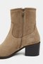 Benda Rome Beige Suede Leather Zipper Pointed Toe Chunky Block Heel Women's Cowboy Boots - 7