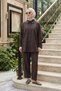 Set with Button-Front and Pocket Detail on Shalwar Pants, 1092 Brown