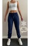 Women's Brushed Inside Charcoal-Printed Scuba Fabric Sweatpants - Navy Blue - 3