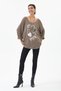 Women's Italian /Written/Oversized Knit Sweater with Leopard Print Necklace and Rhinestones, Sizes 40–46 - 5