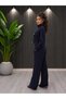 Women's Modal Fabric Soft-Textured Jacket-Style Sweatsuit Set with Gold Button Details, Zip Detail, and Flared Pants - 5