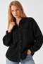 Women's Oversized Black Shirt Jacket with Pockets - 5