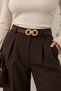 Women's Gold Double-Ring Buckled Slim Belt – Belt for Pants and Dresses with Seam Details