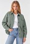 Women's Oversized Khaki Shirt Jacket with Pockets - 2