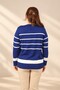 Women's Plus-Size Stretch Viscose Knit Blouse with Button Detail at the Hem and Stripes - 4