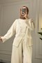 44457 Stylish, Comfortable, Soft Modal Fabric Knit Top and Bottom Set with Button Details for Women - 3
